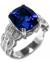 18K White Gold Tanzanite and Diamond Ring -- LIFETIME WARRANTY