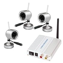2.4 GHz Alloyed shell Water-proof Wireless Indoor/Outdoor CMOS security system with 3 Pack Security Surveillance Camera Kit w/Night Vision