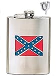 8 Oz. Stainless Steel Rebel Flag Flask with Filling Funnel