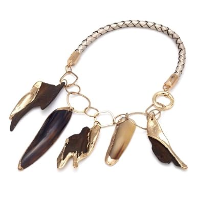 Gold Dipped Horn & Wood Necklace by Leju||RF10F
