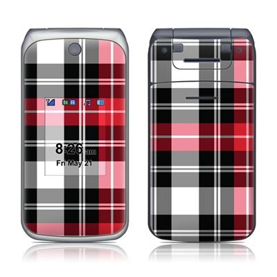 Red Plaid Design Protective Skin Decal Sticker Cover for LG Wine II UN430 Cell Phone