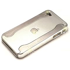 Hartschale "Chrom" silbern & Innovative Spiegel-Displayschutzfolie "Echo" f�r iPhone 4. Folie / Etui / Schale / H�lle, einmalig gl�nzend, f�r Handys