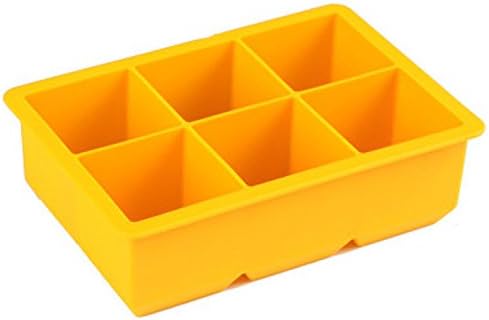 iNeibo Kitchen Silicone Large Ice Cube Tray, Ice Mold, Make 6 Piece Jumbo Ice Cube For Cool Drinks (yellow)