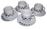 ArtisanStreet's 8-Piece Demitasse Set. Hand Painted Print Block Design on White China. One of a Kind & Signed by Artisan.