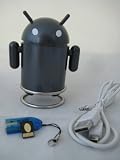 Android Robot Style USB Rechargeable FM/MP3 Player w/ Stereo Speaker, Micro SD & TF Card input, 3.5mm headphone; Color : Magnetic Grey With 4GB TF Flash Memory Card and USB SD Card Reader / Writer