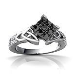 14K White Gold Black Diamond Engagement Ring