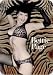 Bettie Page - In Black Bikini on Brown Zebra Print - Sticker / Decal (Betty Page)