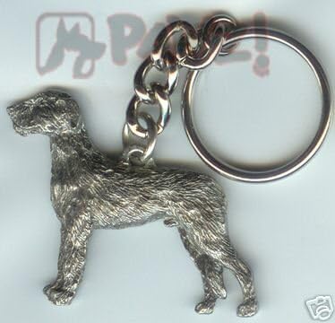 PDTXCLS HOMIEBUDS CHDENUO Irish Wolfhound Dog Fine Pewter Keychain Key Ring