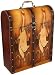 Wooden Hand Made Calico Art Wine Gift Box, Holds Three Bottles