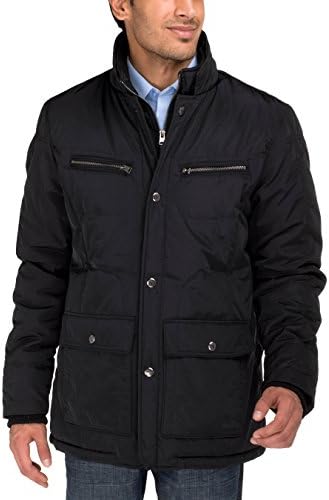 Luciano Natazzi Men's Patton Four-Pocket Quilted Puffer Jacket Black 4XL