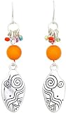 Silver Orange Swirl Drop Dangle Earrings Fashion Jewelry