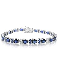 1.14ct Diamond and 16.74ct Diffused Blue Ceylon Sapphire 14k White Gold Bracelet