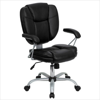 Black Leather Computer Task Chair - GO-930-BK-GG