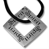 Sterling Silver Square Spirit Charm on Satin Cord