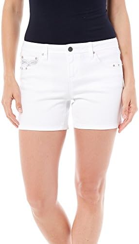 Earl Jeans Stretch White Denim Cuffed Petite Shorts Crystals New $48 (12)