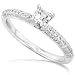 1/2ctw Asscher & Round Diamond Engagement Ring in 14kt White Gold