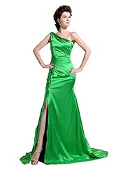 One Shoulder Sleeveless Charmeuse Evening Dress  with a Brush/Sweep Train 