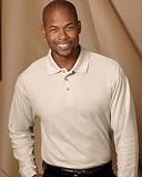 UltraClub Adult Long-Sleeve Whisper Pique Polo Shirt. 8542