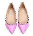 Littleboutique New Women Girls Burnished Pointed Flat Shoes Ballet Flat Pumps Rivet Stud Punk Shoes