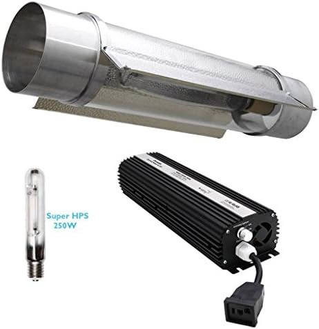 VegieMaster 250 watt Digital Dimmable HPS Grow Light System Kit for Plants with 6" Air Cooled Tube Reflector Hood, Dimmable Ballast and 250w HPS Bulb