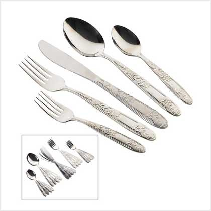 Gardenia 20 Piece Stainless Steel Floral Flatware Set