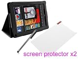 Amazon Kindle Fire 7 Leather Folio Stand Case Cover+2*Protector+Stylus
