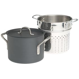 Calphalon Commercial Hard-Anodized 6-1/2-Quart Saucepot with Pasta Insert