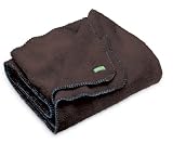 Ambajam Jumbo Cuddle Blanket (Chocolate Brown with Blue Trim)
