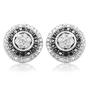 10k White Gold Black and White Diamond Cluster Earrings (1/2 cttw)
