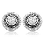 10k White Gold Black and White Diamond Cluster Earrings (1/2 cttw)