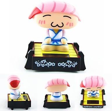 GONGXI Solar Powered Sushi Chef Shaking Head Toy Pink Sushi Head