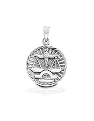 Bling Jewelry Sterling Silver Zodiac Libra Large Medallion Pendant