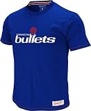 Washington Bullets Mitchell & Ness Blue Vintage Team Logo Premium T-Shirt - XL