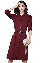 A-line Belted  2015 Nylon/Spandex Elbow Length Sleeves  Dress With a Bow(s)