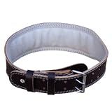 Genuine Leather Weightlifting Body Building Belt Exercise Gym Weight lifting Padded Belts Black Small Medium