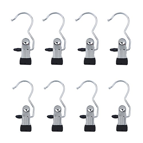 Ilyever Set of 8 Laundry Hooks Pins Boot Hanger Hold Hanging Clips Home Travel Portable