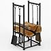 MISSION Fireplace Hearth Woodstove Center : Wood Log & Kindling Bin Holder with Tool Set - BLACK