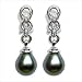 18K white gold Drop Black Tahitian cultured pearl and diamond earring