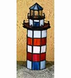 New Meyda 10 Inch H X 3 Inch W Hilton Head Lighthouse Accent Lamp Table Lamps Stained Art Glass