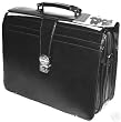 Mancini Lawyer Black Triple Compartment Leather Laptop Briefcase