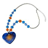 Violet Heart Beaded Pendant Necklace