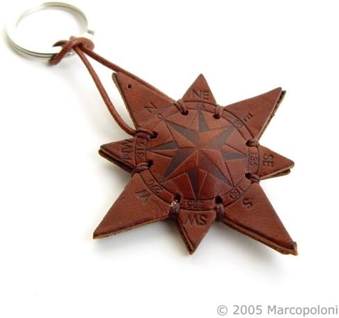 ROSA DEI VENTI - Compass Italian Leather Key Chain (Dark Leather)