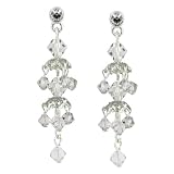 Sparkle Silver Tone Crystal Cluster Drop Earrings