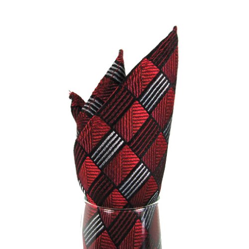 Men's - Red - Burgundy - Gray - Silk Woven Pocket Square