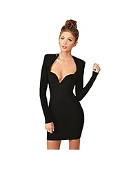 V-neck Stretchy Cocktail Long Sleeves Nylon/Rayon/Spandex Bandage Dress/Club Dress/Prom Dress/Wedding Dress/Mini Dress 