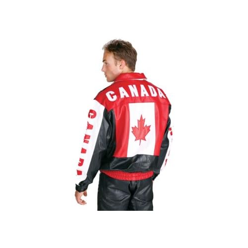 Leather Bomber Jacket - Canadian Flag Leather Bomber Jacket