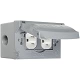 Hubbell MK1250S Weatherproof Kit with Single Gang Box, Horizontal Cover and Duplex Receptacle, Gray