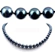 AAA Quality 18 Inch Round 7-7.5mm Black Akoya SaltWater Cultured Pearl Necklace