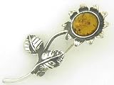 Sterling Silver Cognac Amber Brooch
