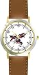 Purple Dragon or Dinosaur Animal - WATCHBUDDY&reg; DELUXE TWO-TONE THEME WATCH - Arabic Numbers - Brown Leather Strap-Size-Large ( Men's Size or Jumbo Women's Size )